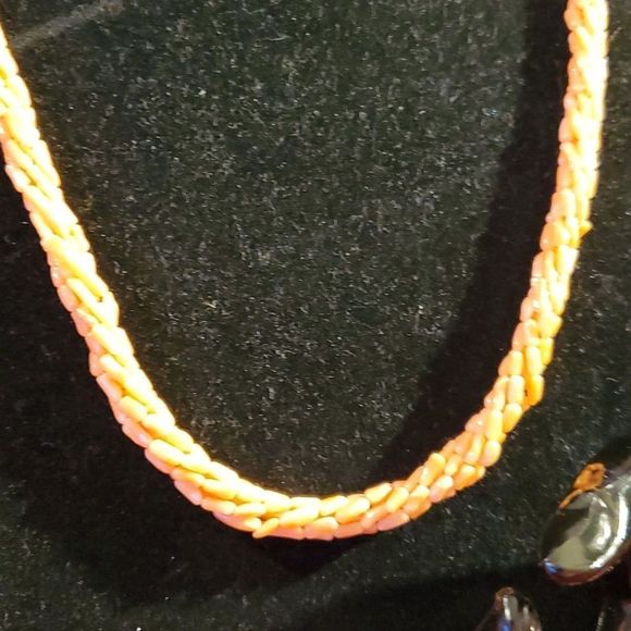 Vintage Natural Angel Skin Peach Coral Beads Necklace & Bracelet 6‎ & 3 Strand - Picture 2 of 12